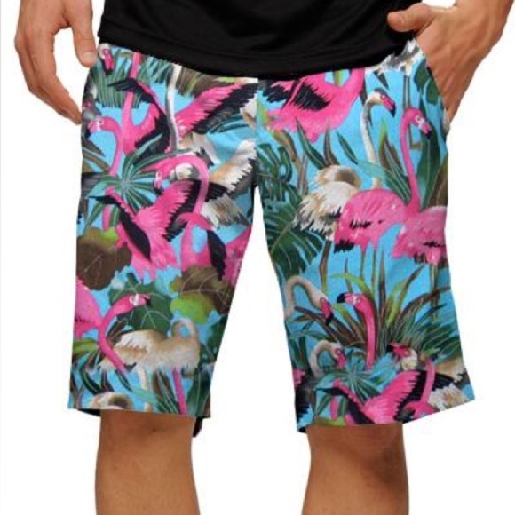 WOMENS SIZE 4 LOUDMOUTH FLAMINGO 9” GOLF SHORTS - Picture 1 of 5